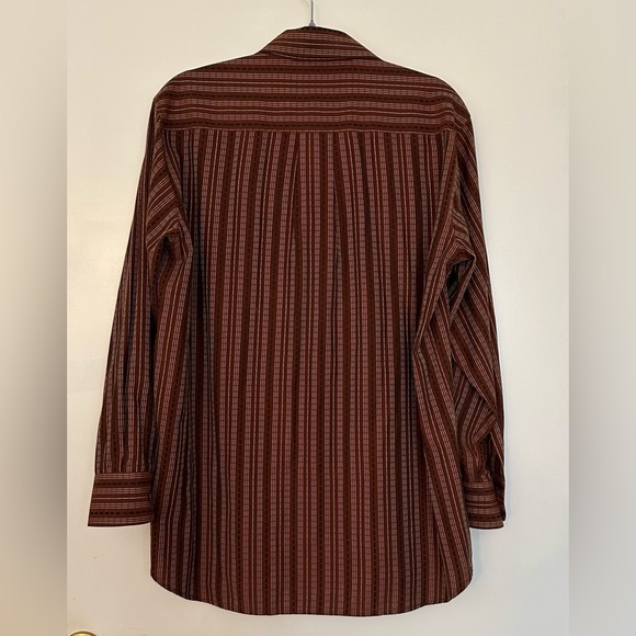 Men’s Georg Roth Of Germany Button-Down Shirt Long Sleeve Brown Striped Size M - Picture 4 of 10